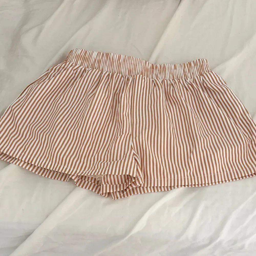 Kittenish Striped Tan Women's Shorts